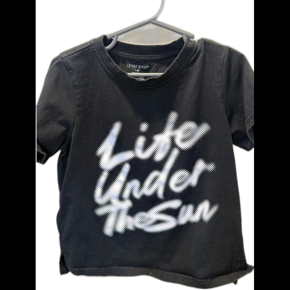 Little Bipsy Black Tee with White 'Life Under The Sun' Graphic 5-6T
